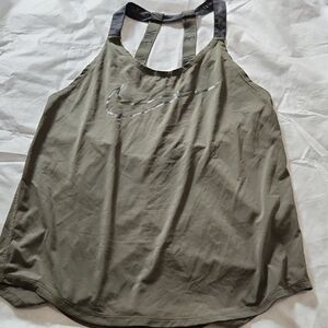 Nike Women's Khaki Tank Top with Black Straps Size Mediun